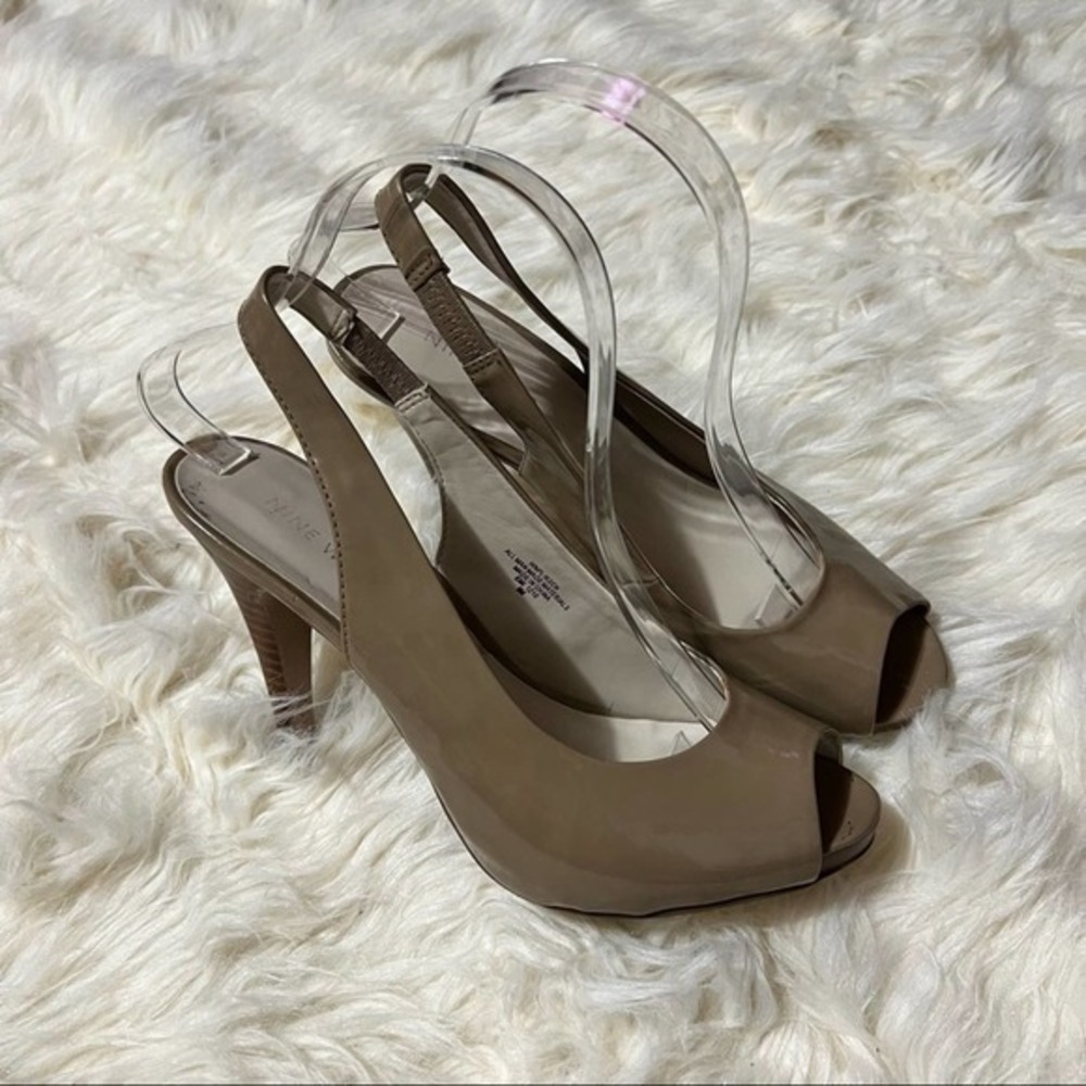 Nine West Emi peep toe slingback heel shoes 8
